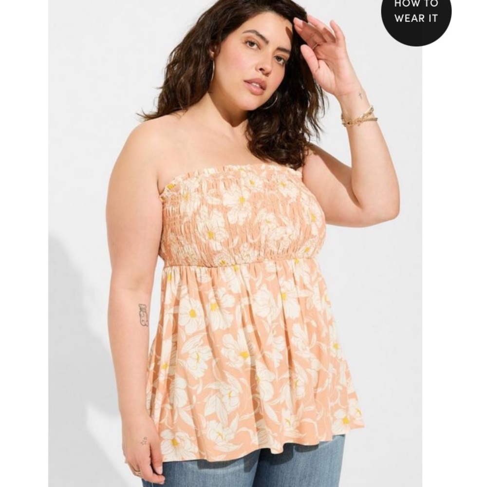 TORRID Rayon Slub Smocked Tube Top 2X NWOT